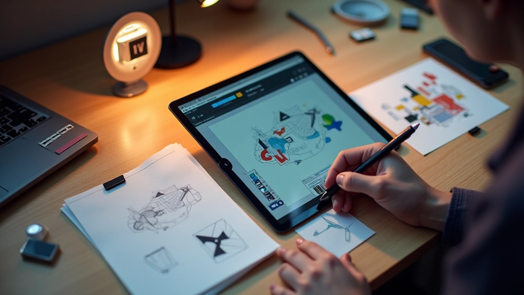 Illustration numérique montrant des icônes animées avec chemins SVG en mouvement et transformations visuelles