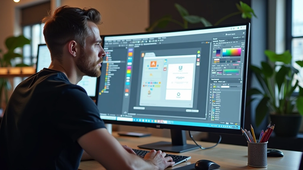 Interface de conception SVG affichant des icônes colorées bien organisées sur un écran d'ordinateur
