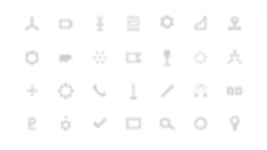 Grille d'icônes SVG organisées par catégories, montrant la cohérence de style et d'espacement entre les différents groupes